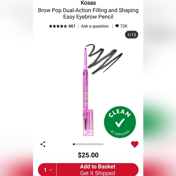 Kosas Brow Pop Dual-Action Defining Eyebrow Pencil - Black - Picture 4 of 6